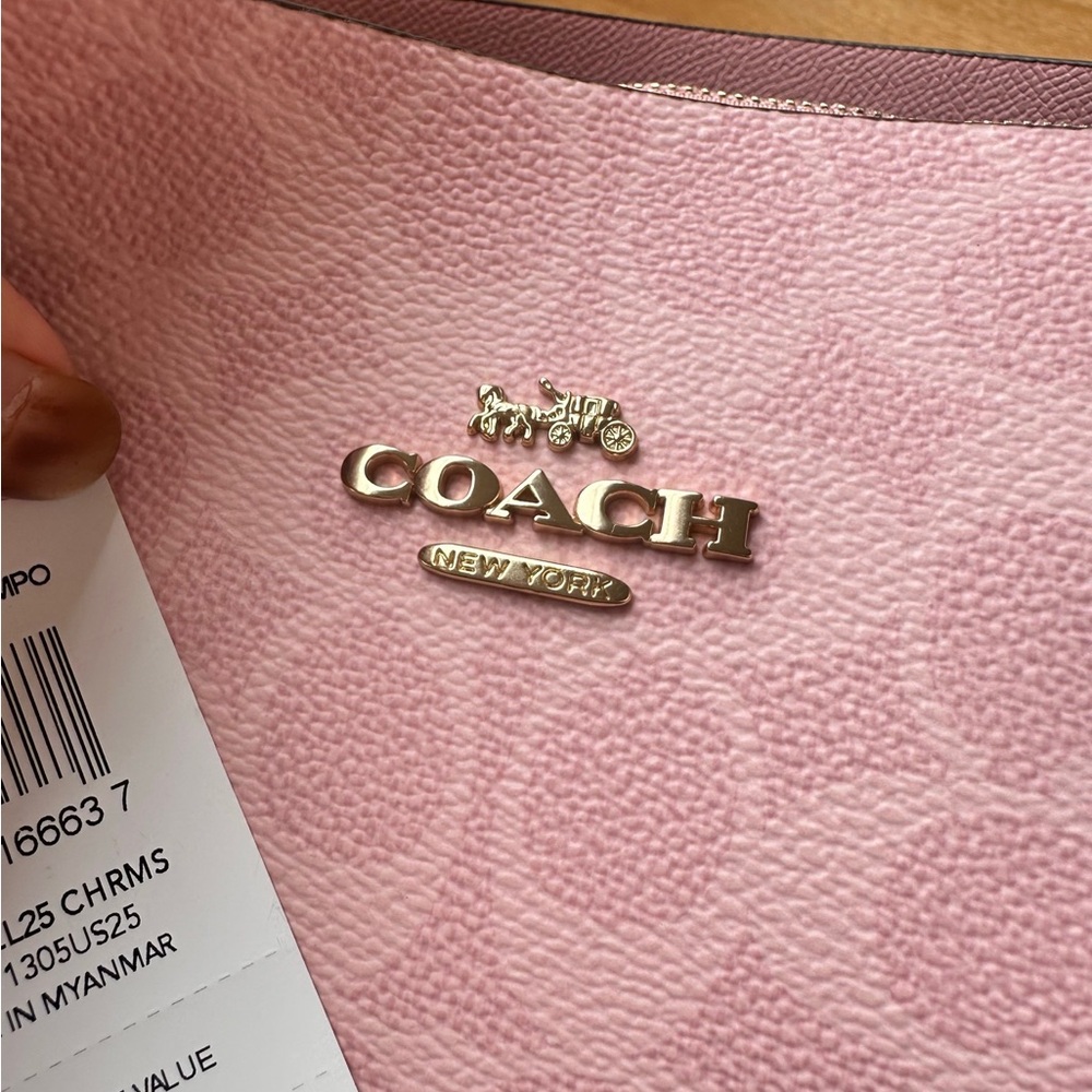 Coach Pink Tote Bag Signature Canvas Crossbody Chic - Picture 5 of 11